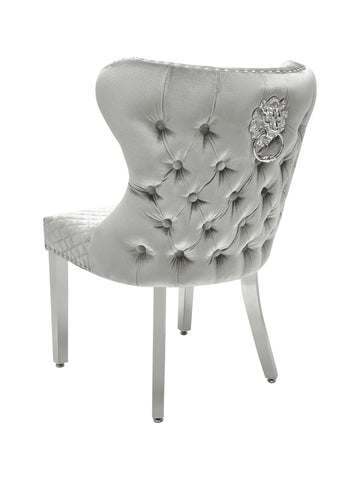 Valentino Plush Velvet Dining Chairs- Silver