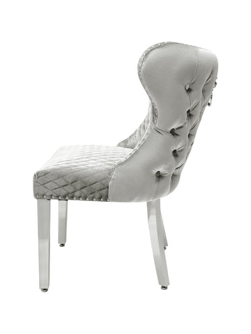 Valentino Plush Velvet Dining Chairs- Silver