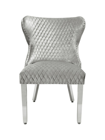 Valentino Plush Velvet Dining Chairs- Silver