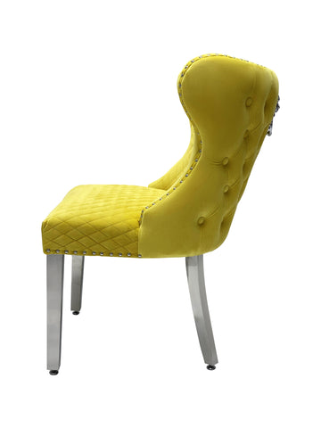 Valentino Plush Velvet Dining Chairs- Mustard