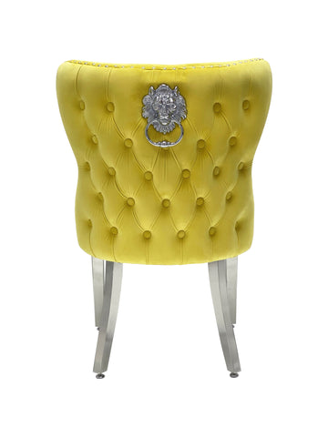 Valentino Plush Velvet Dining Chairs- Mustard