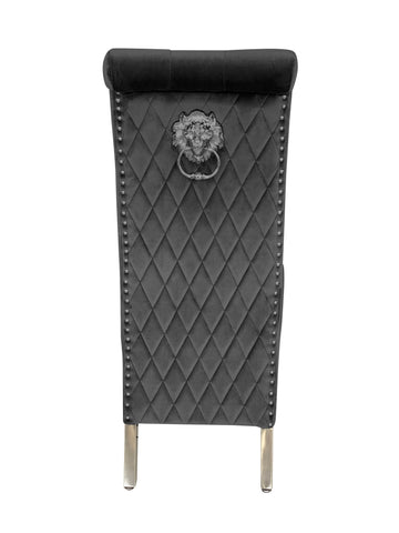 Sofia Plush Velvet Fabric Dining Chairs- Dark Grey