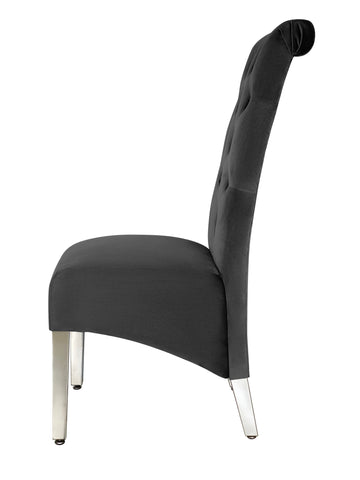 Sofia Plush Velvet Fabric Dining Chairs- Dark Grey