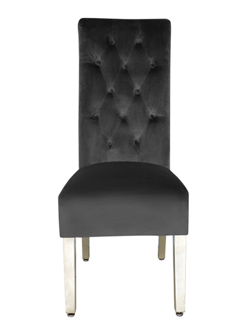 Sofia Plush Velvet Fabric Dining Chairs- Dark Grey