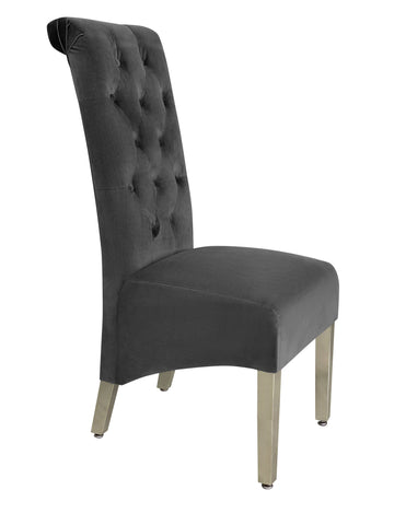 Sofia Plush Velvet Fabric Dining Chairs- Dark Grey