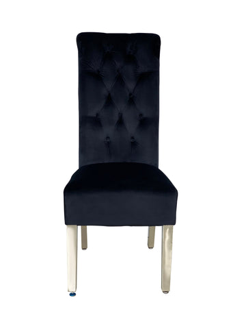 Sofia Plush Velvet Fabric Dining Chairs- Black
