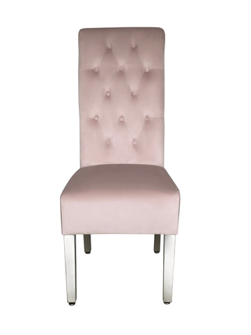 Sofia Plush Velvet Fabric Dining Chairs- Pink