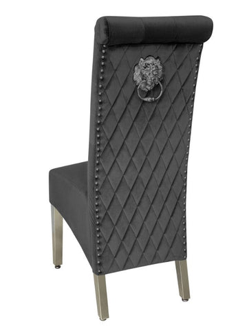 Black Louis Dining Table With Black Sofia Chairs & High Back Bench