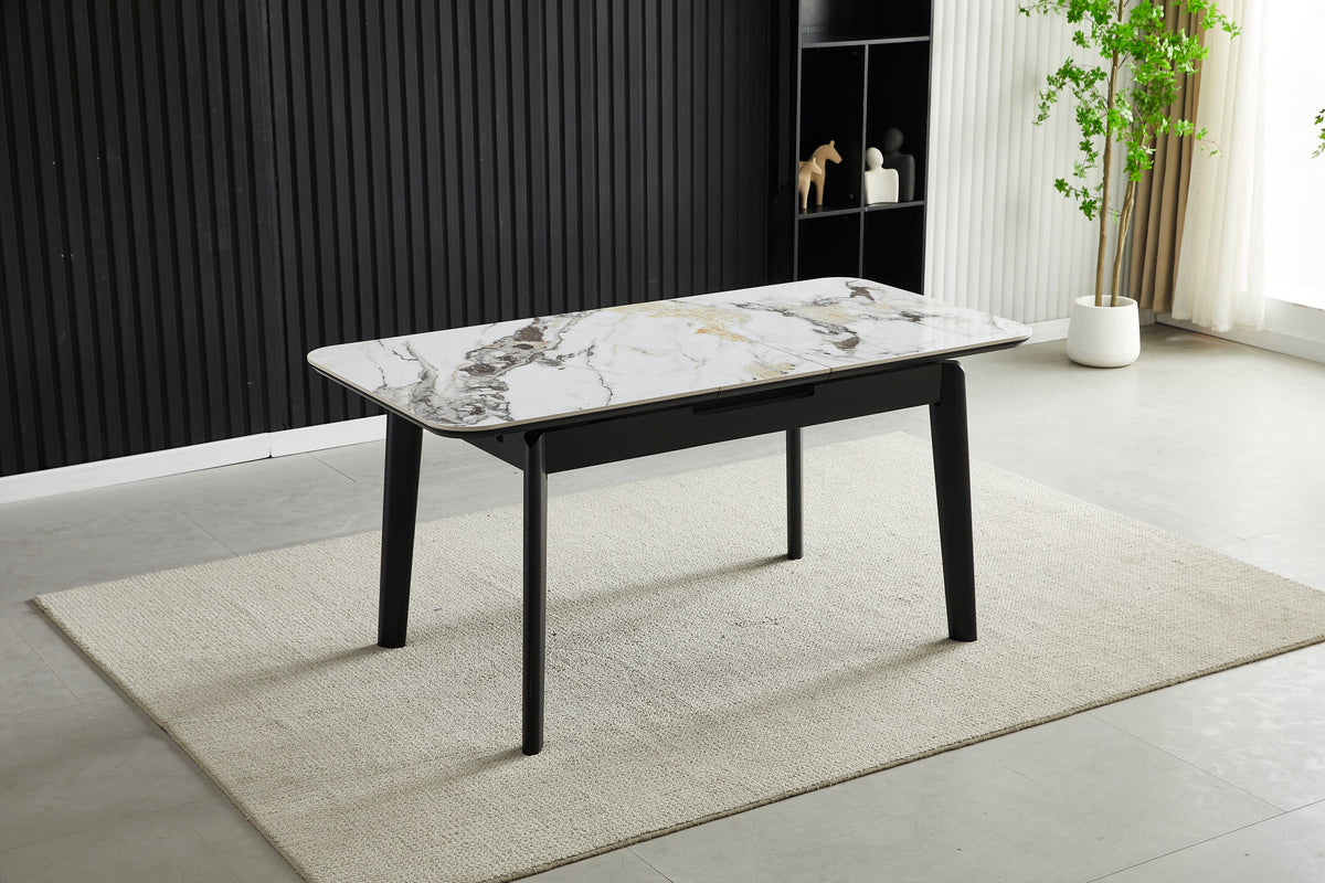 Arizona Extending Cream Gold Ceramic Table