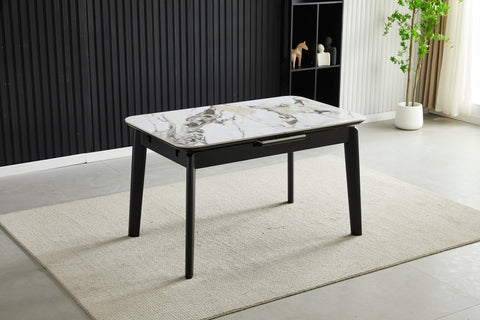 Arizona Extending Cream Gold Ceramic Table