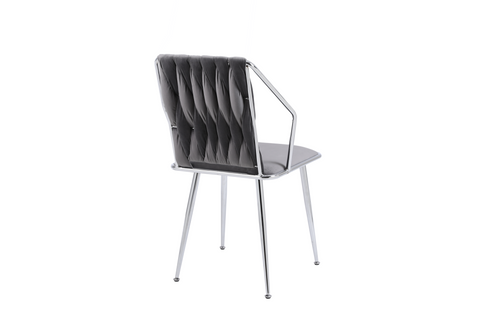 Daisy Velvet Dining Chairs- Grey Silver