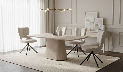 Davos Beige Ceramic Oval Dining Table with Roseland Swivel Chairs