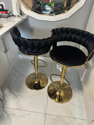 Camelia Luxury Black & Gold Bar Stool
