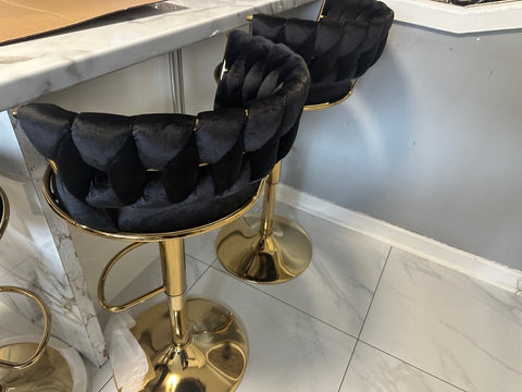 Camelia Luxury Black & Gold Bar Stool