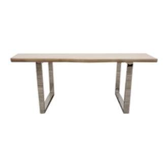Freya 1.8 Dining Table Solid Light Pine wood with Chrome Metal Legs