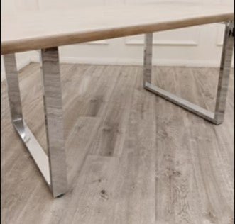 Freya 1.8 Dining Table Solid Light Pine wood with Chrome Metal Legs