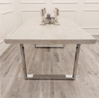 Freya 1.8 Dining Table Solid Light Pine wood with Chrome Metal Legs
