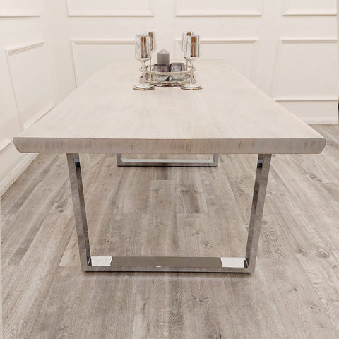 Freya Pine Wood Dining Table - Chrome Legs