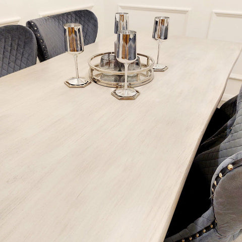Freya Pine Wood Dining Table - Chrome Legs