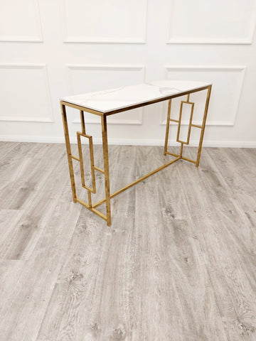 Geo Gold Console Table
