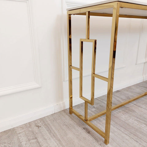 Geo Gold Console Table
