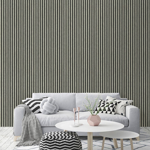 Acoustic Decorative Timber Slat Wall Panel - Grey Oak - 2400mm x 600mm