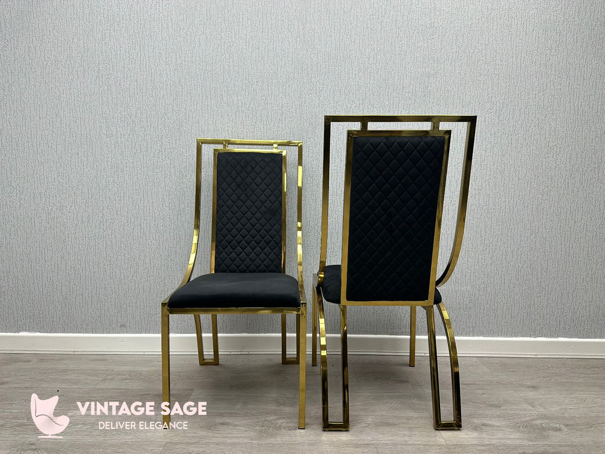 Windsor Dining Chairs- Black & Gold
