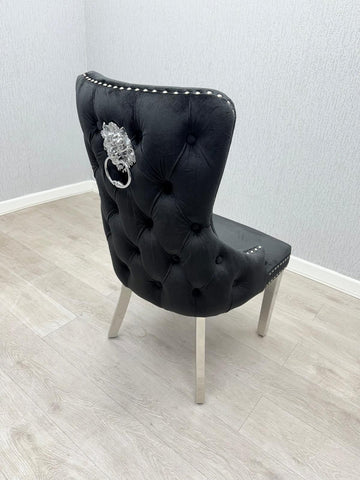 Black Silver Victoria Lion Knocker Chairs