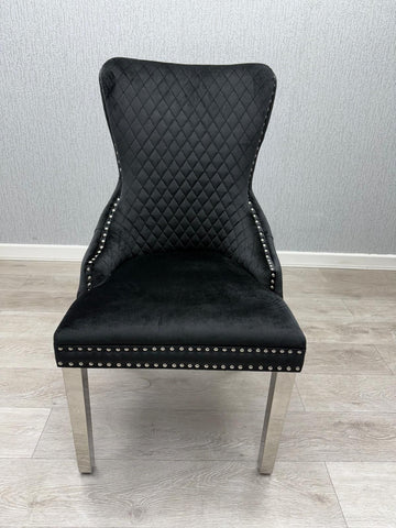 Black Silver Victoria Lion Knocker Chairs
