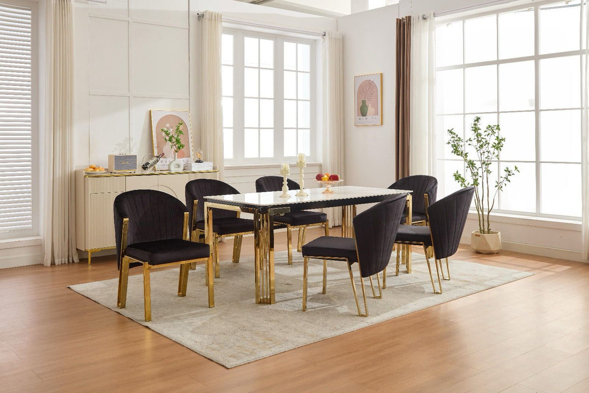 White Sorrento with Fabio Black Gold Chairs