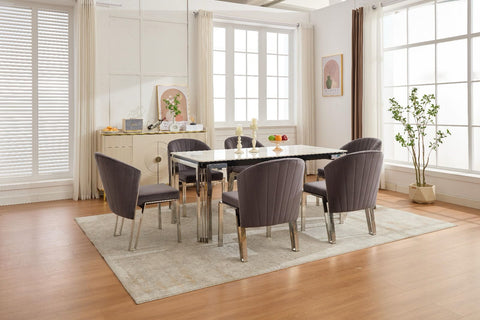 White Sorrento with Fabio Grey Silver Chairs