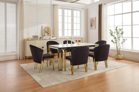 White Sorrento with Fabio Black Gold Chairs