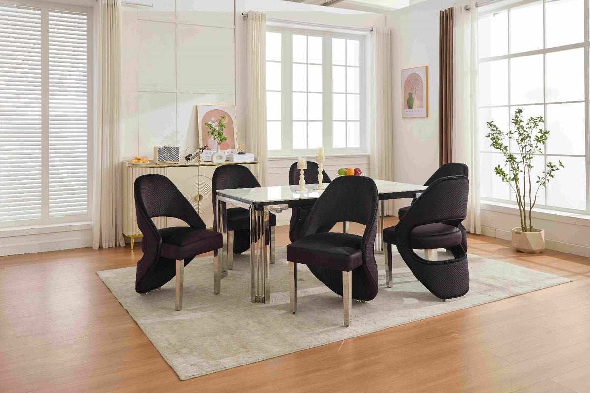 White Sorrento with Santorini Black Silver Chairs