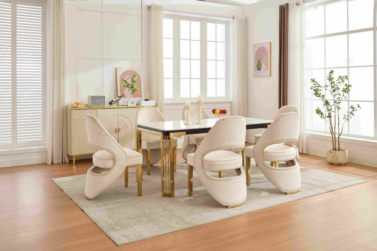White Sorrento Gold with Santorini Cream Gold Chairs