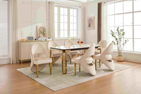 White Sorrento Gold with Santorini Cream Gold Chairs
