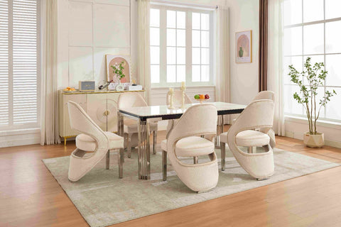 White Sorrento with Santorini Cream Silver Chairs