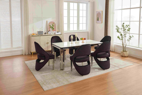 White Sorrento with Santorini Black Silver Chairs
