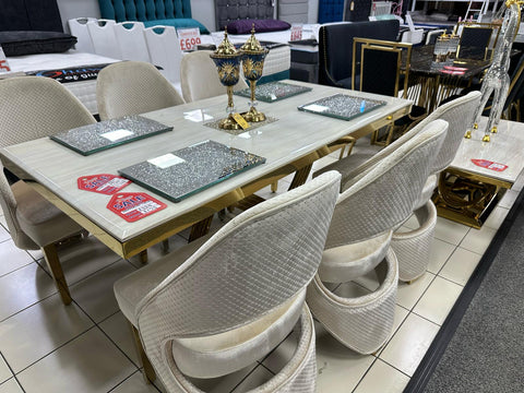 Elina 1.8M Table with Santorini Chairs