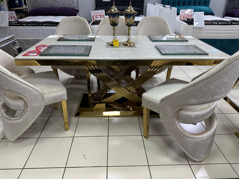 Elina 1.8M Table with Santorini Chairs