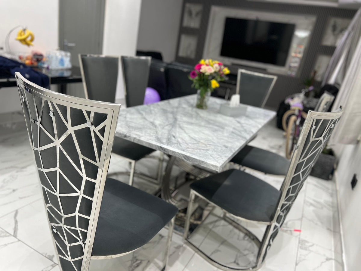 1.8M Grey Elina with Grey Vienna Chairs