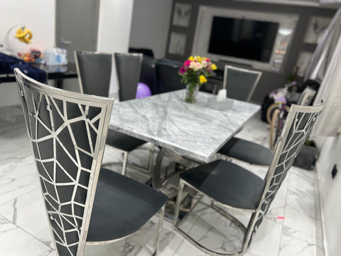 1.8M Grey Elina with Grey Vienna Chairs