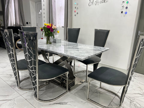1.8M Grey Elina with Grey Vienna Chairs