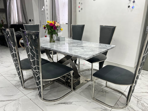 1.8M Grey Elina with Grey Vienna Chairs