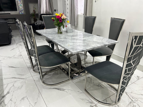 1.8M Grey Elina with Grey Vienna Chairs