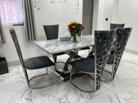 1.8M Grey Elina with Grey Vienna Chairs
