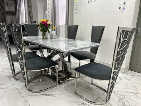 1.8M Grey Elina with Grey Vienna Chairs