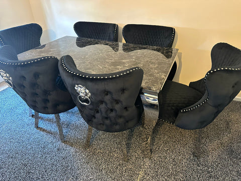 Black Louis Chrome With Black Valentino LK chairs