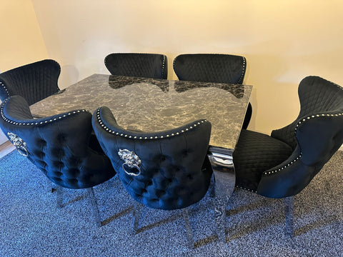 Black Louis Chrome With Black Valentino LK chairs