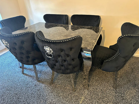 Black Louis Chrome With Black Valentino LK chairs