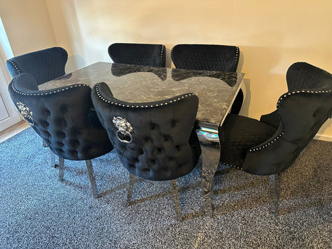 Black Louis Chrome With Black Valentino LK chairs
